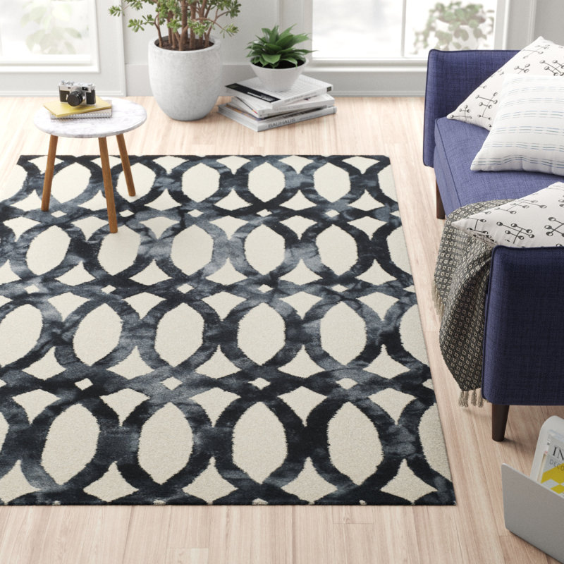 Zipcode Design™ Edie Power Loom Black/Cream Rug & Reviews Wayfair